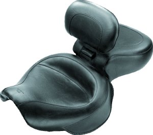 Honda VT1100 Sabre One-Piece Seat - Mustang Motorcycle - Wide Touring with Driver Backrest, Original - Black - `00-`08